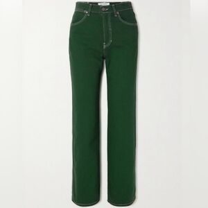 Reformation Cowboy High Rise Straight Jeans Emerald Green Size 26